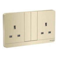 Schneider Electric Switch Socket AvatarOn Gold 13A 2 Gang Switch Socket E83T25_WG_G12