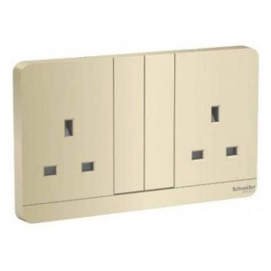 Schneider Electric Switch Socket AvatarOn Gold 13A 2 Gang Switch Socket E83T25_WG_G12