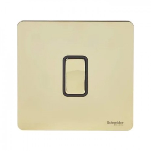 Schneider Ultimate Screwless Flat Plate - 1-Pole 2-Way Plate Switch - 1 Gang - Brass GU1412BPB