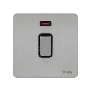 Schneider Electric Ultimate Screwless 2 pole switch neon stainless steel Black GU2411-BSS