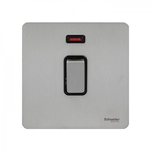 Schneider Electric Ultimate Screwless 2 pole switch neon stainless steel Black GU2411-BSS