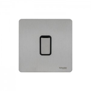 Schneider Ultimate Screwless Flat Plate - Rocker Plate Switch - 1 Gang - Stainless Steel (GU1412BSS),
