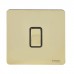 Schneider Ultimate Screwless Flat Plate Switch, 16A, Intermediate, Black & Brass - GU1414BPB