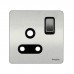 Schneider Ultimate Screwless Flat Plate Switched Socket, 15A, 2P+E, BS546, Black & Stainless Steel GU3490BSS