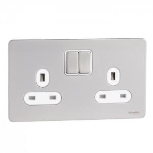 Schneider Electric Ultimate Screwless flat Switch socket plate 2 gangs pearl nickel switched socket GU3420WPN