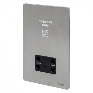 Schneider Electric Ultimate Screwless flat plate shaver socket 115/230 Dual Voltage GU7490-BSS