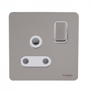 Schneider Electric Ultimate Screwless flat plate switched socket 1 gang  pearl nickel switch socket GU3490WPN