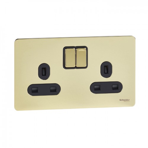 Schneider Electric Ultimate Screwless flat plate switched socket 2 gangs GU3420-BPB