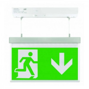 Scolmore ESP Duceri Emergency Exit Hanging Sign Board 2W Down Sign Board EM2WMEXHSIGND (Dubai Civil Defence Approved)