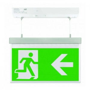 Scolmore ESP Duceri Emergency Exit Hanging Sign Board 2W Left Sign Board EM2WMEXHSIGNL (Dubai Civil Defence Approved)